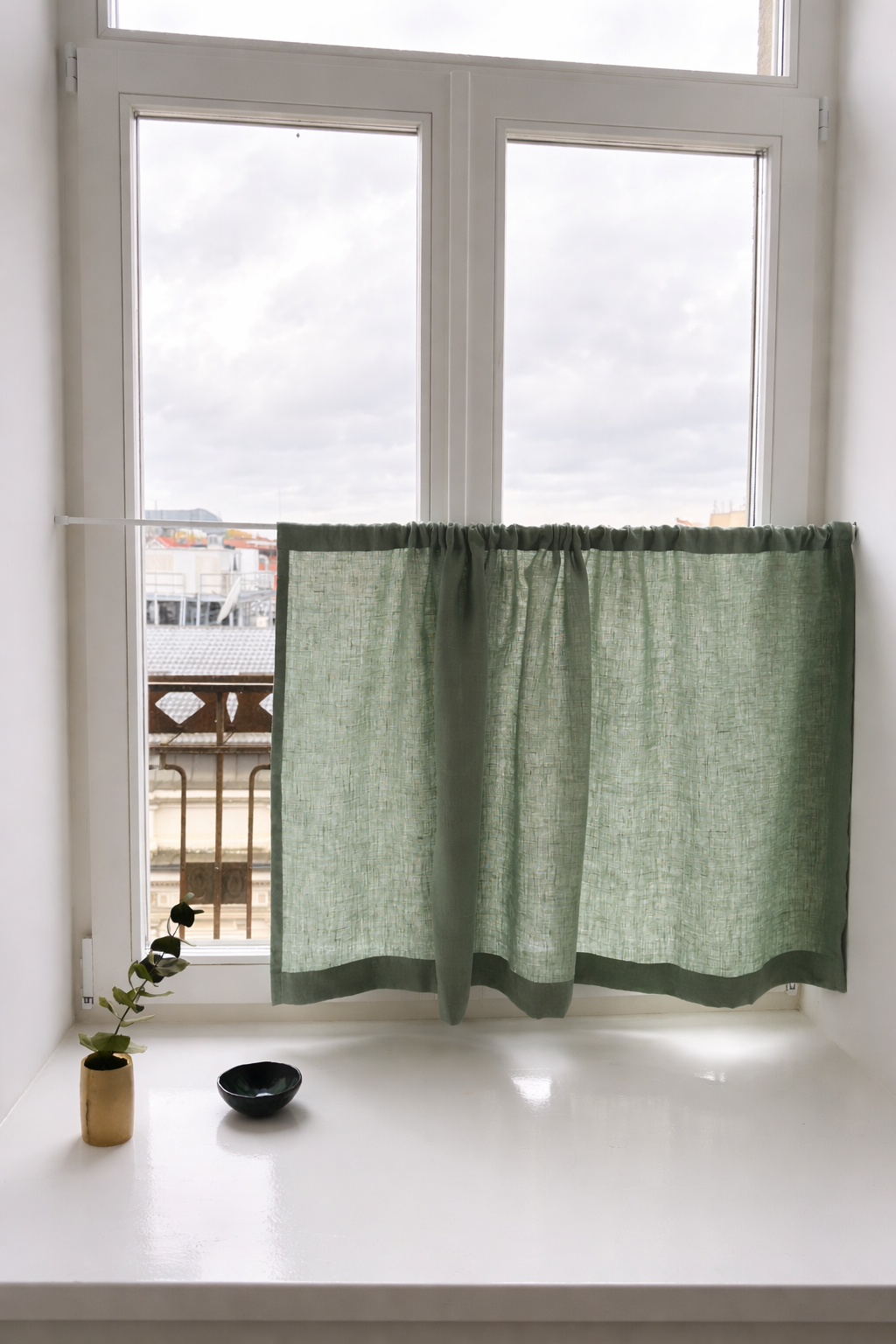 Sage Linen Cafe Curtain