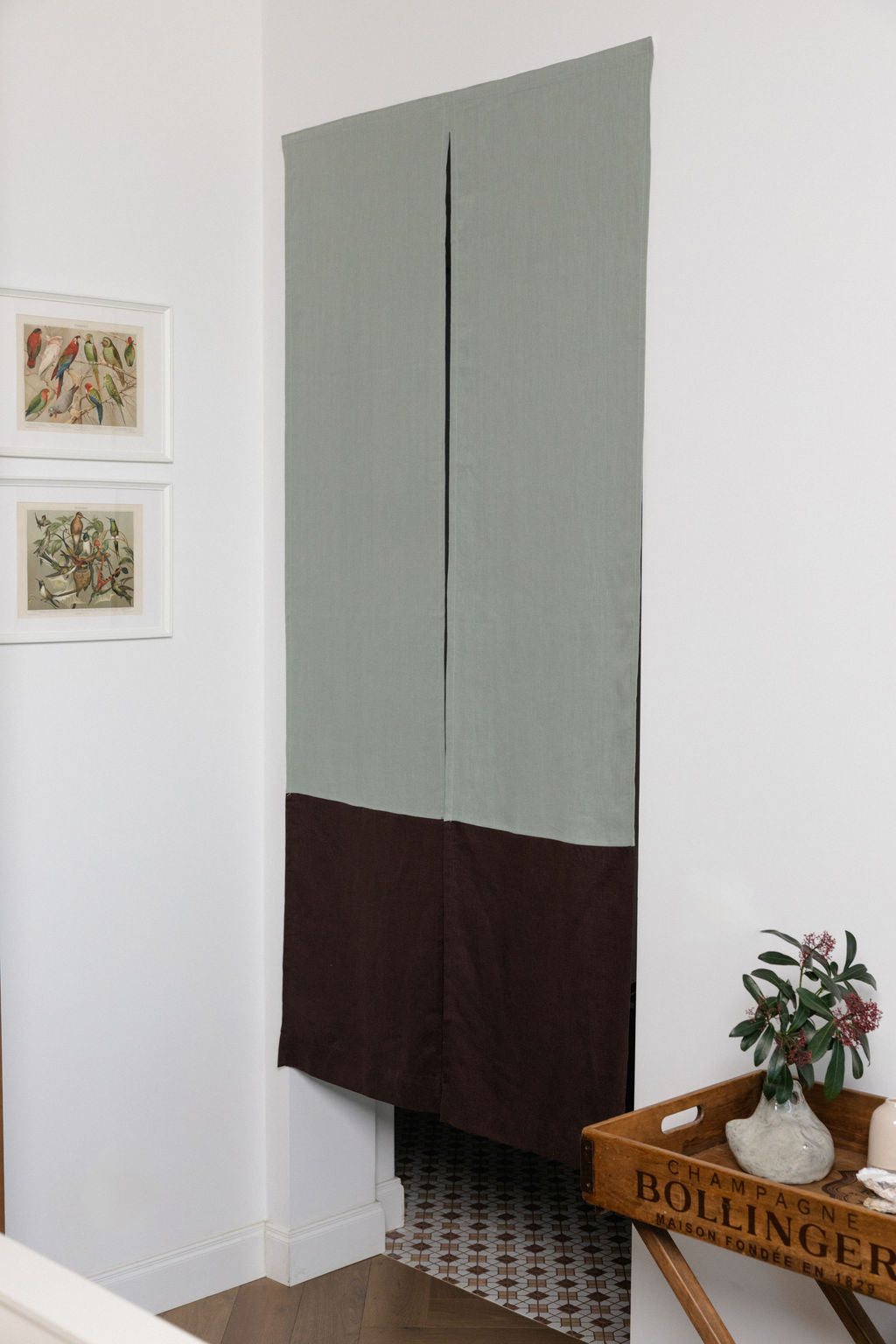 color block linen noren curtain