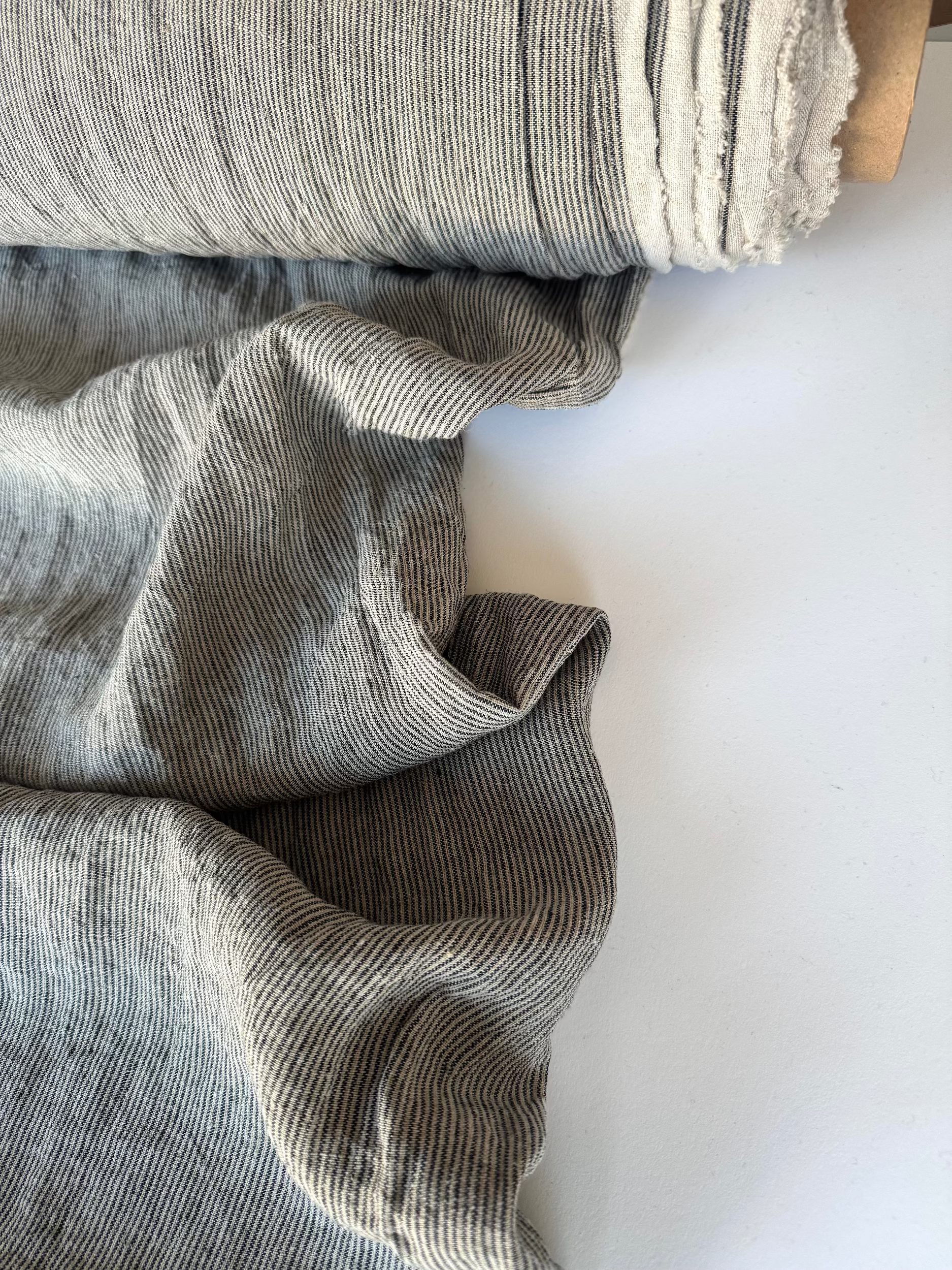 striped black linen fabric