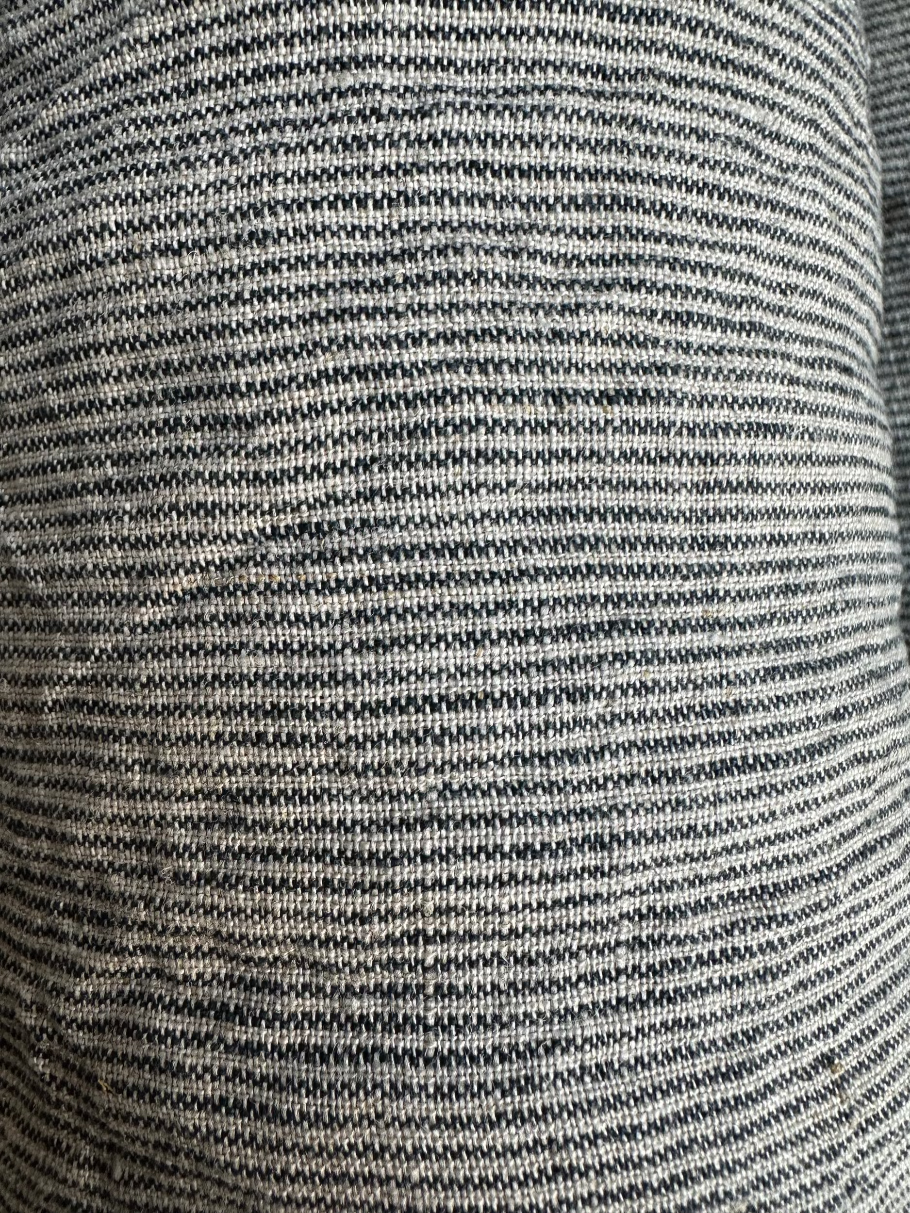 narrow stripe black linen fabric