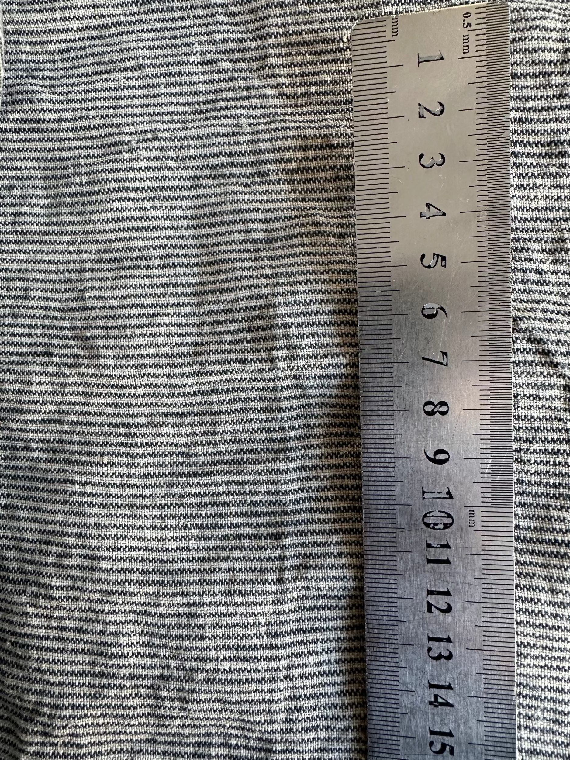 narrow stripe black linen fabric