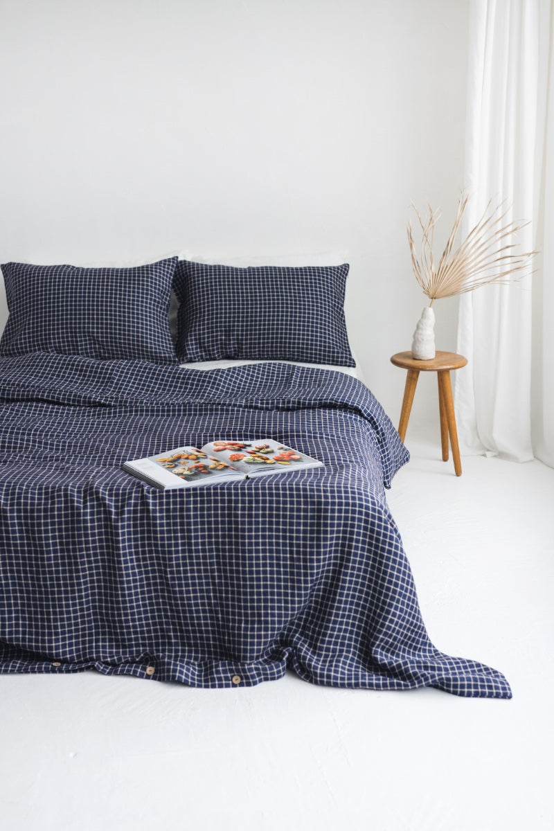 Blue linen bedding