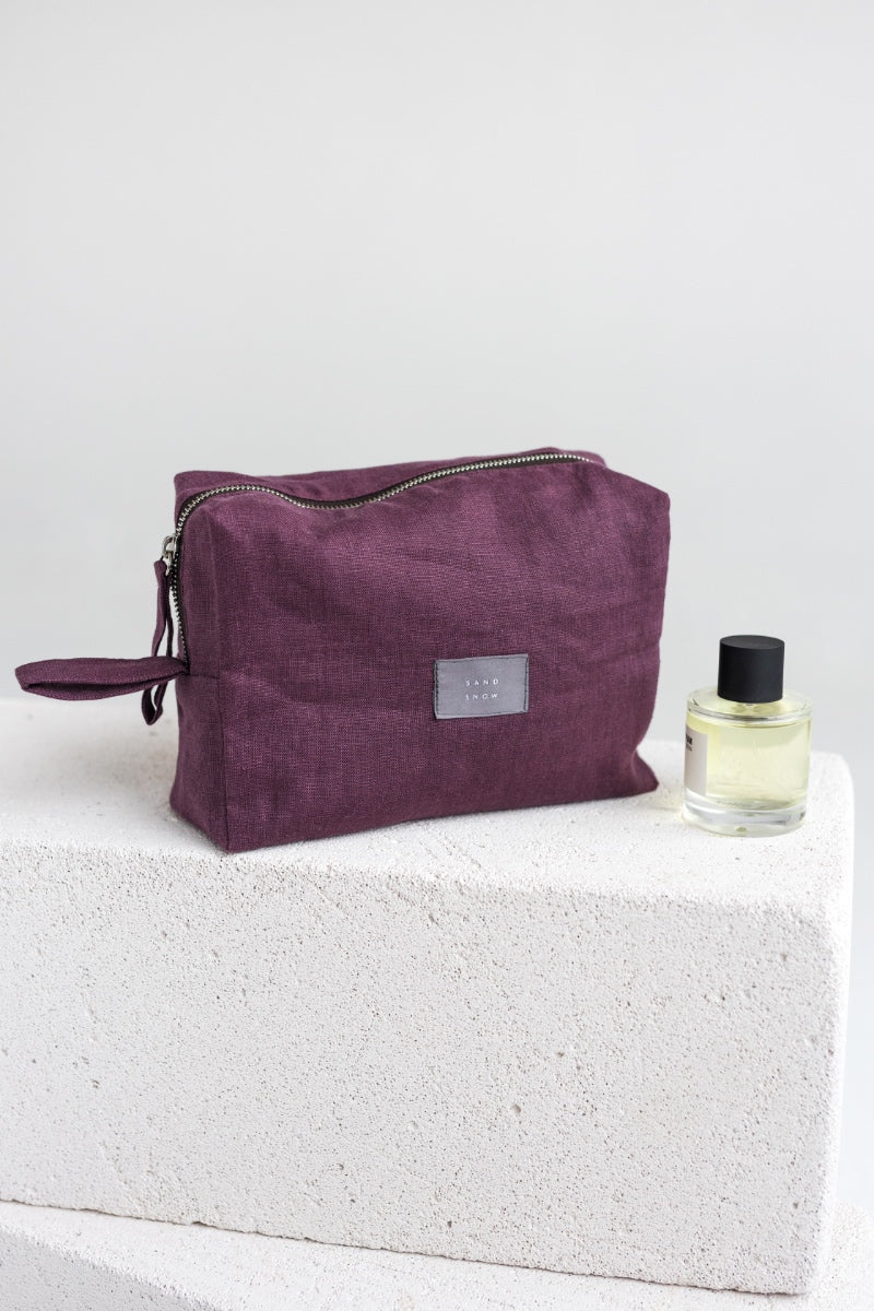 linen makeup bag