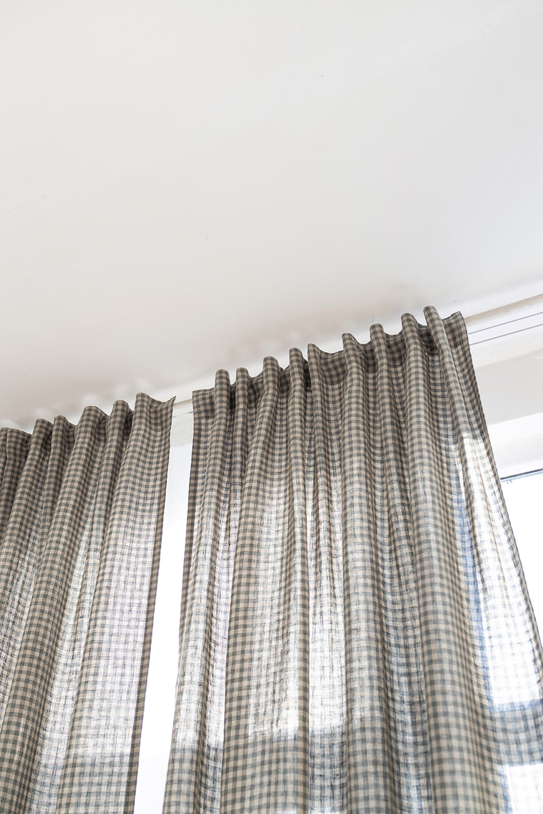 gingham linen curtain