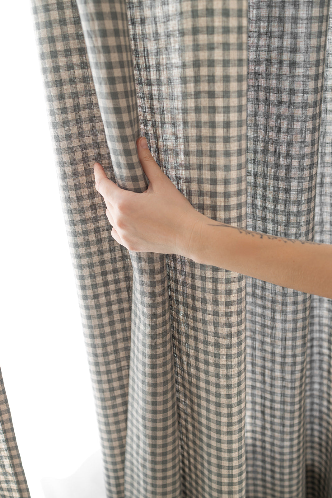 gingham linen curtain