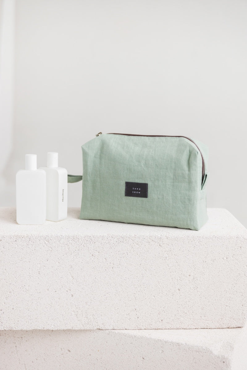 linen makeup bag