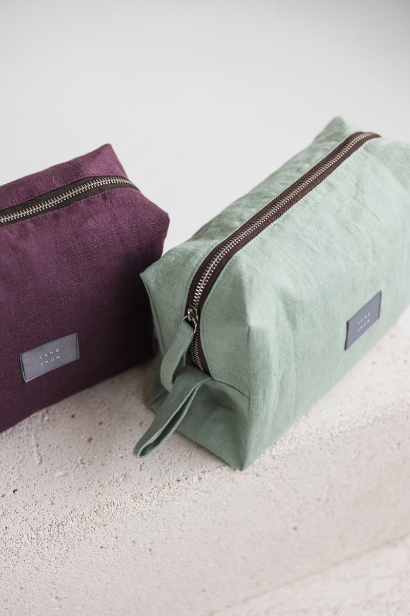 linen makeup bag