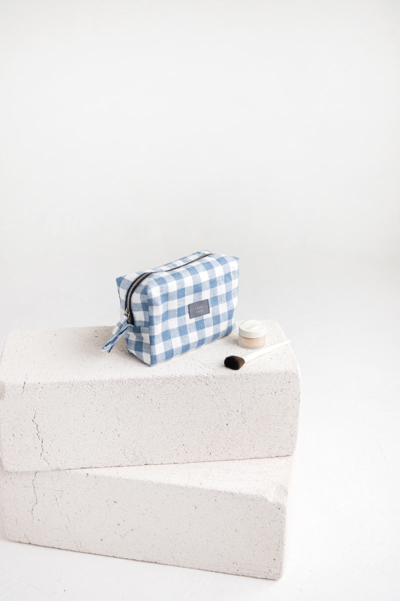 linen makeup bag