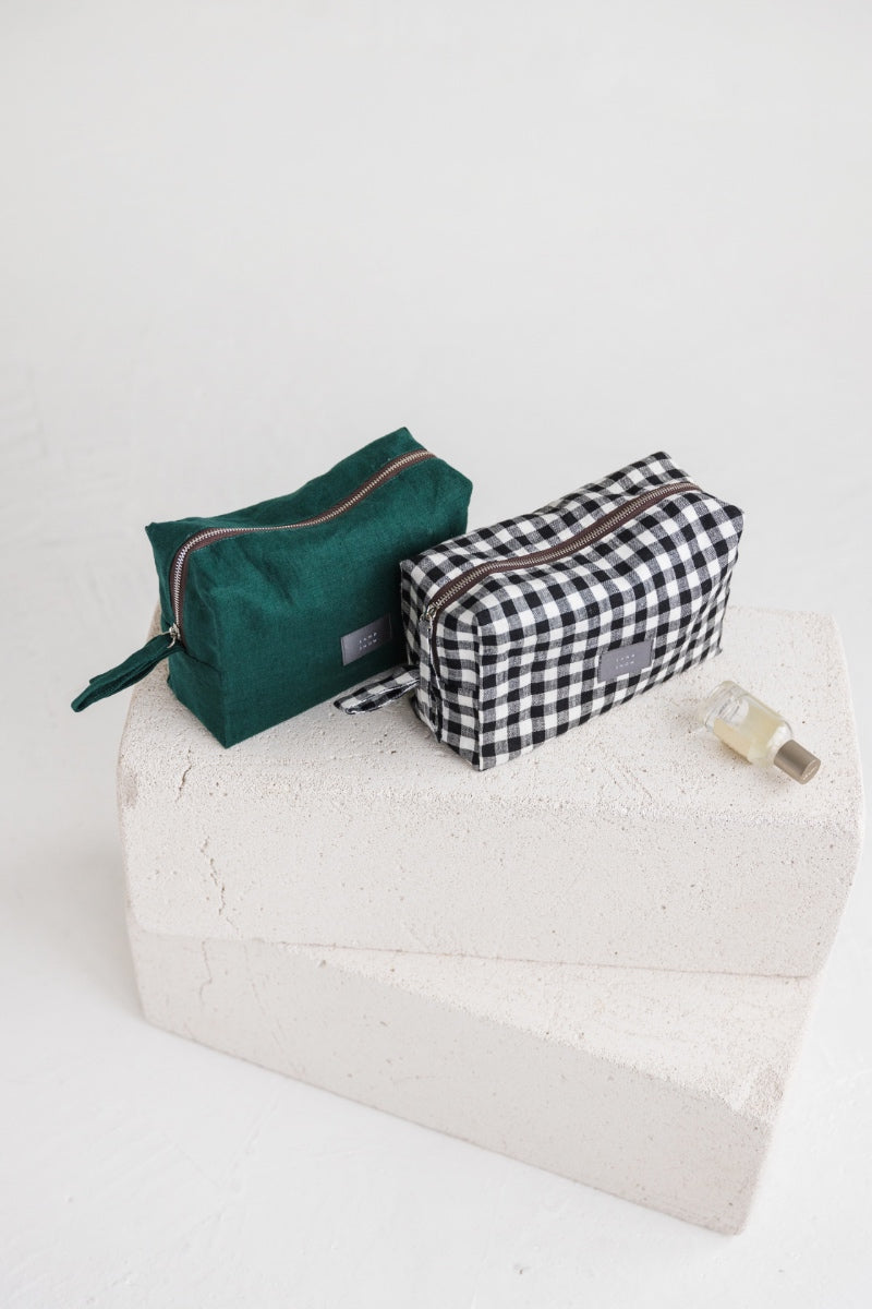 linen makeup bag