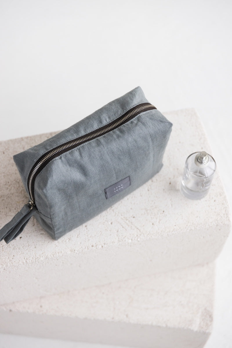 linen makeup bag
