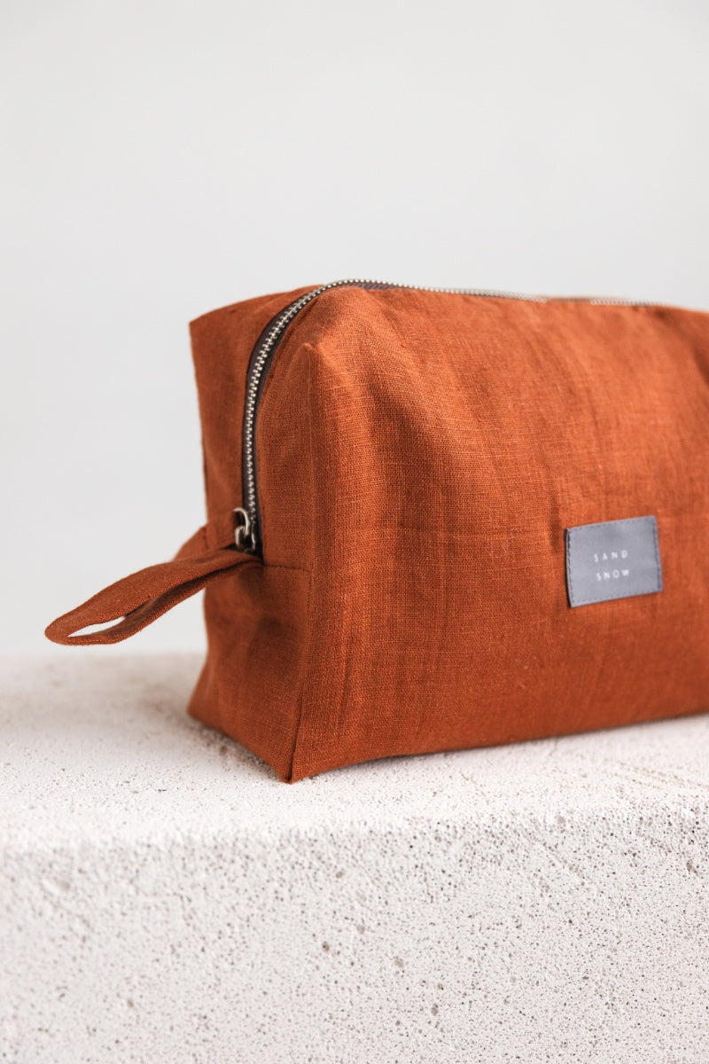 linen makeup bag