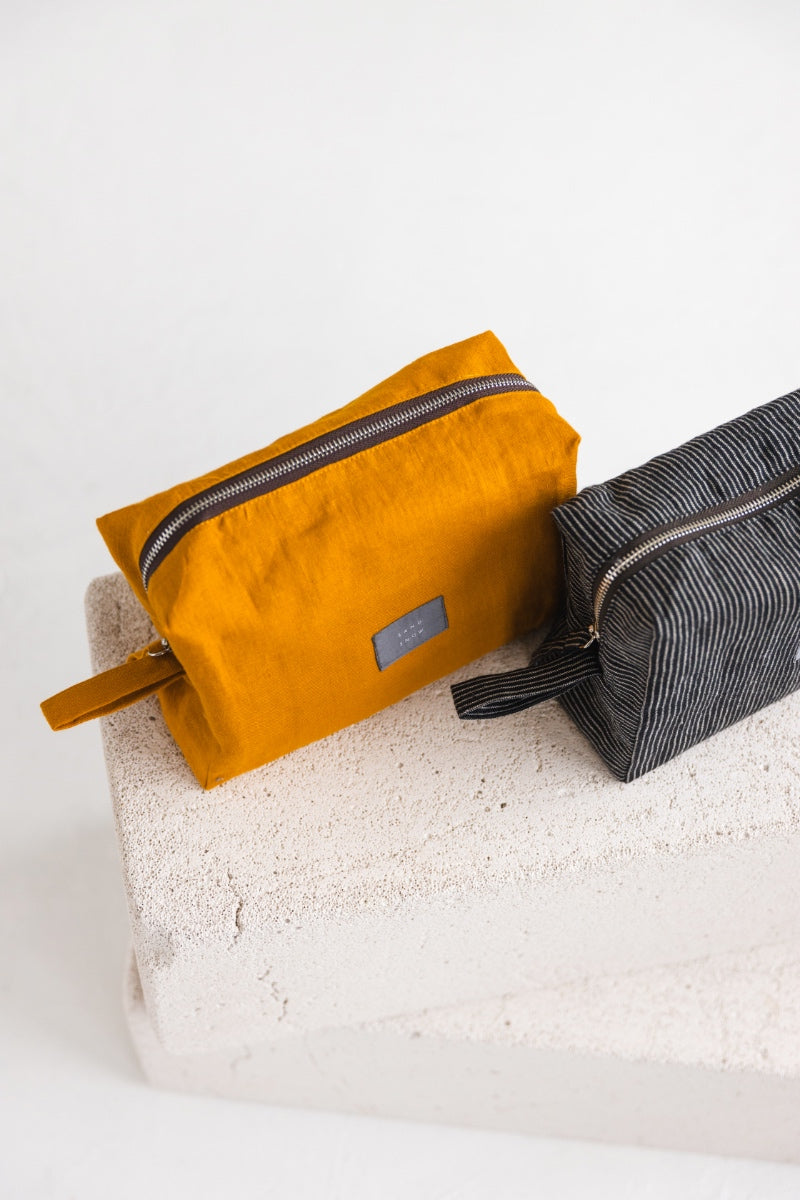linen makeup bag