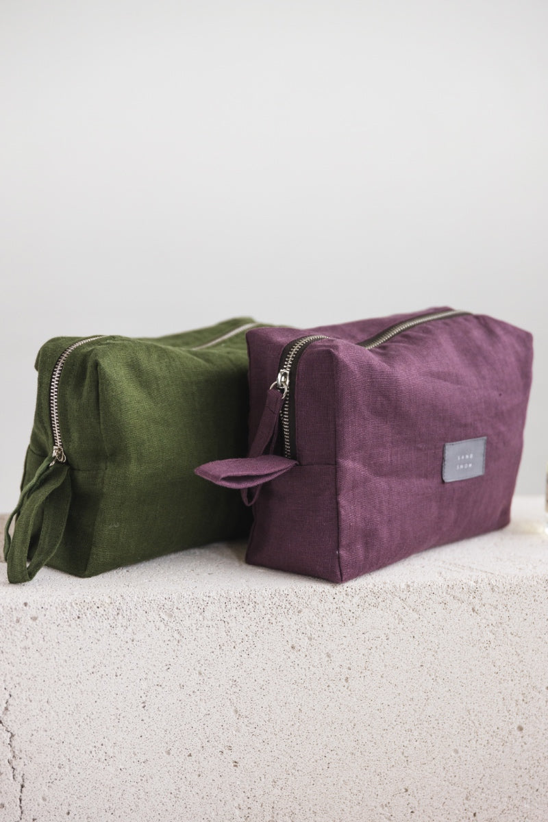 linen makeup bag