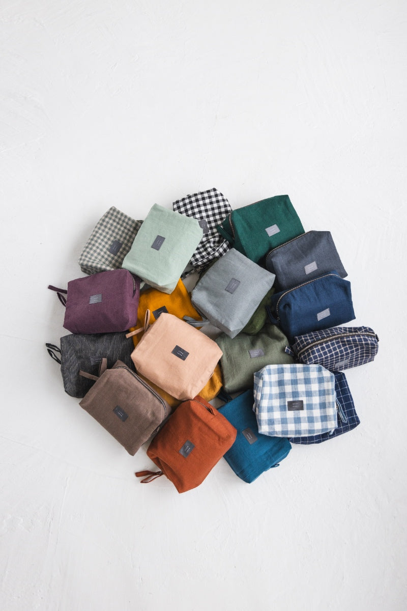 linen makeup bag