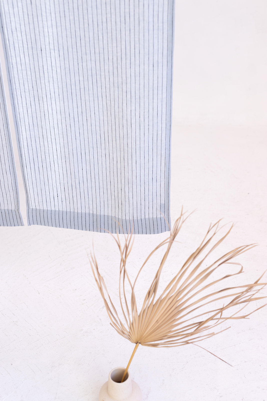 Ash Gray Pinstripe Linen Japanese Noren Curtain