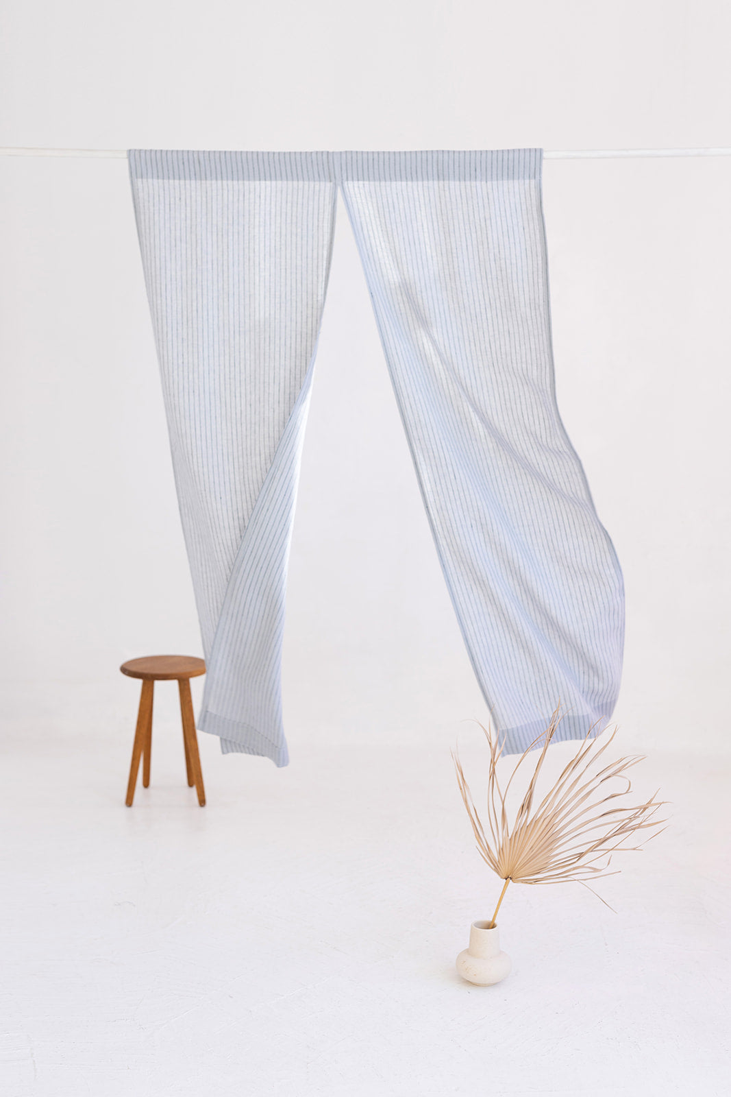 Ash Gray Pinstripe Linen Japanese Noren Curtain