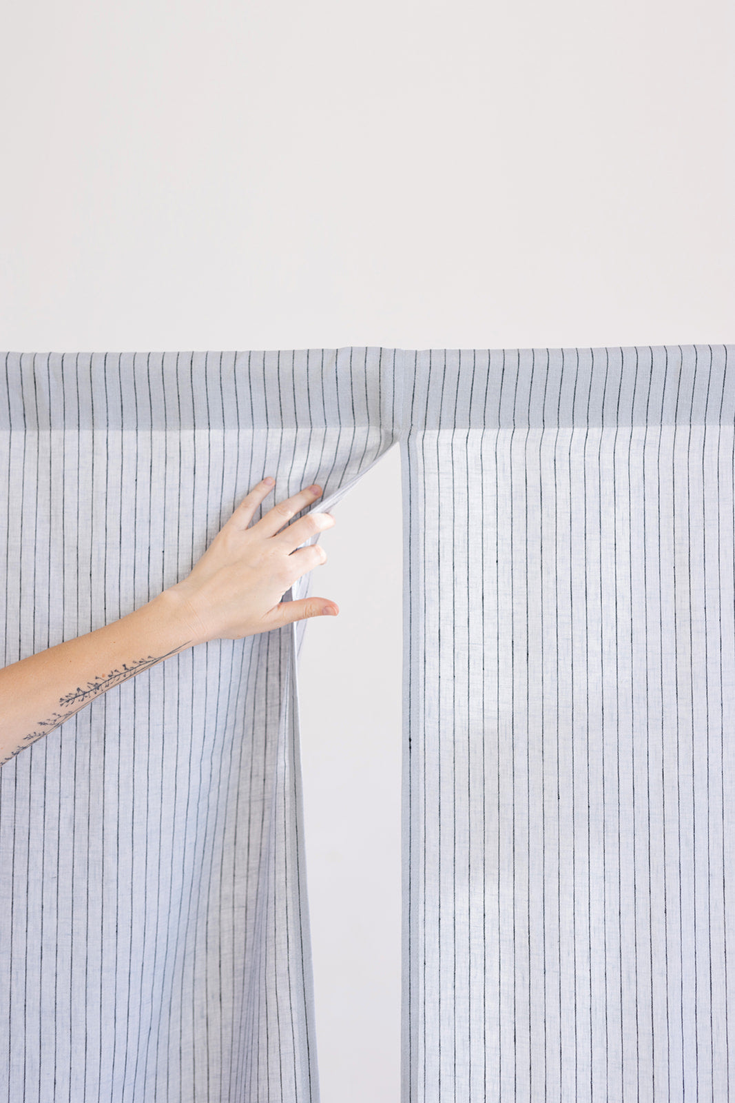 Ash Gray Pinstripe Linen Japanese Noren Curtain