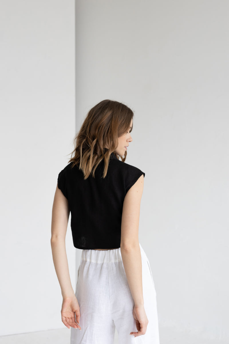 sleveless linen shirt