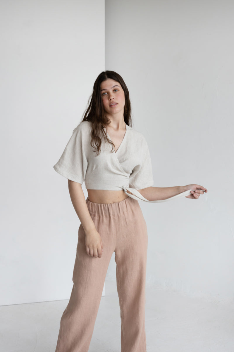 linen wrap blouse