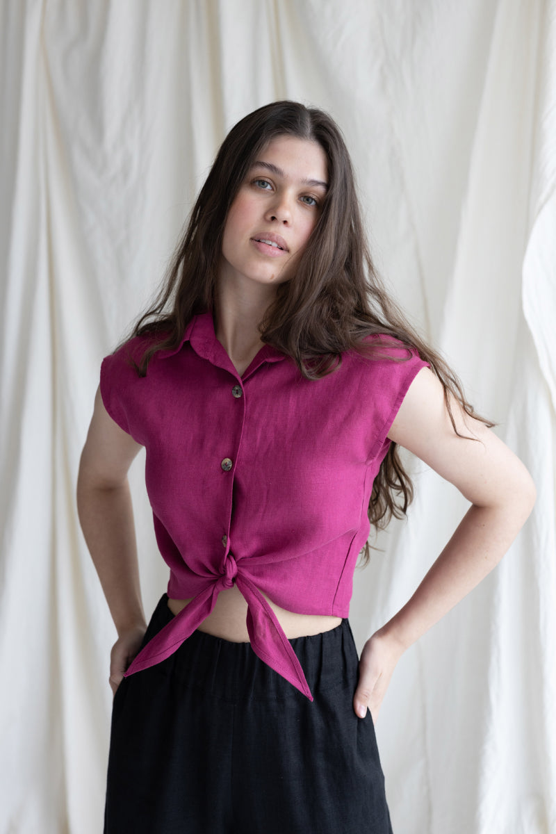 sleveless linen shirt