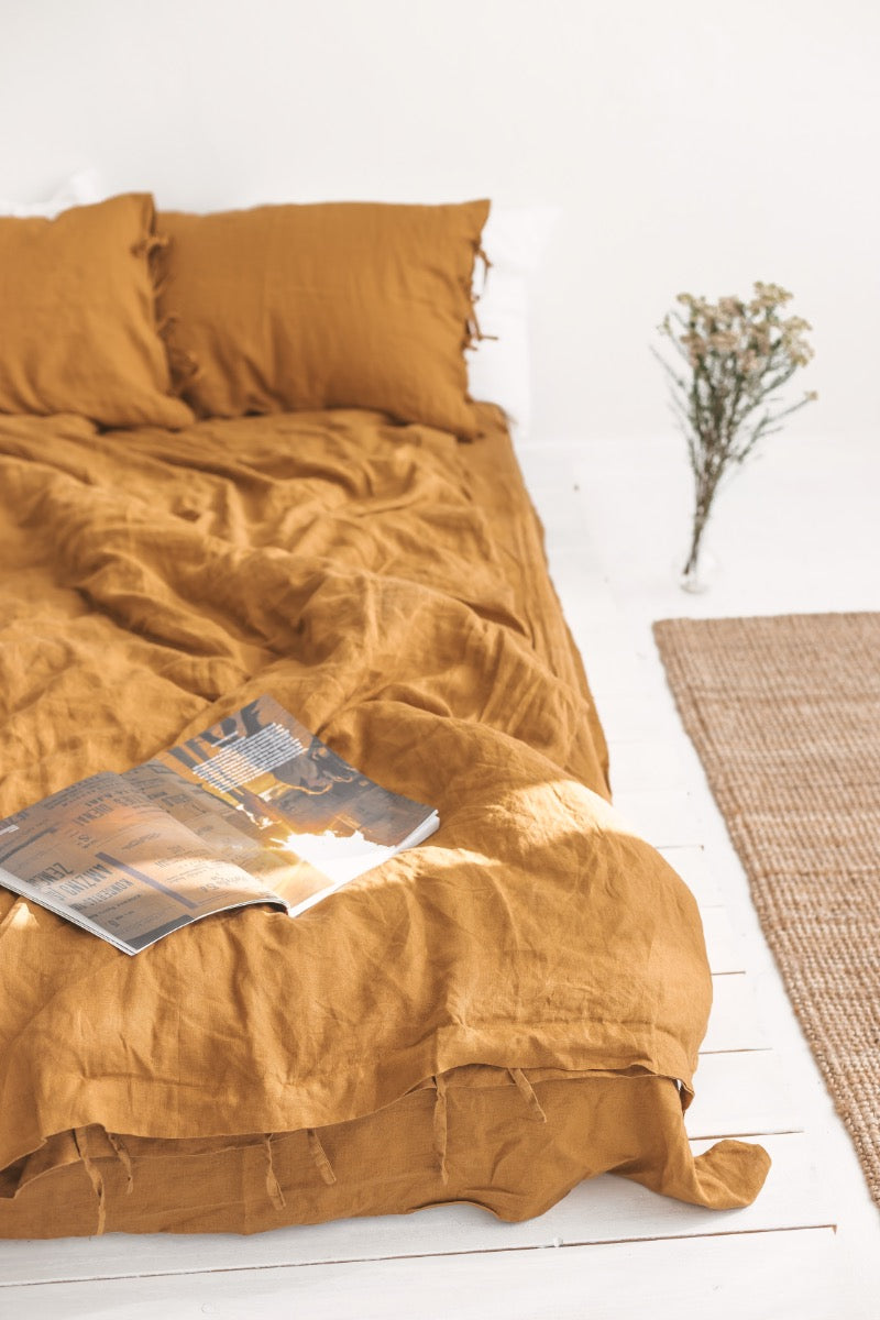 linen duvet cover with ties