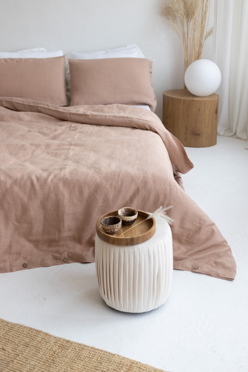 peach linen duvet cover