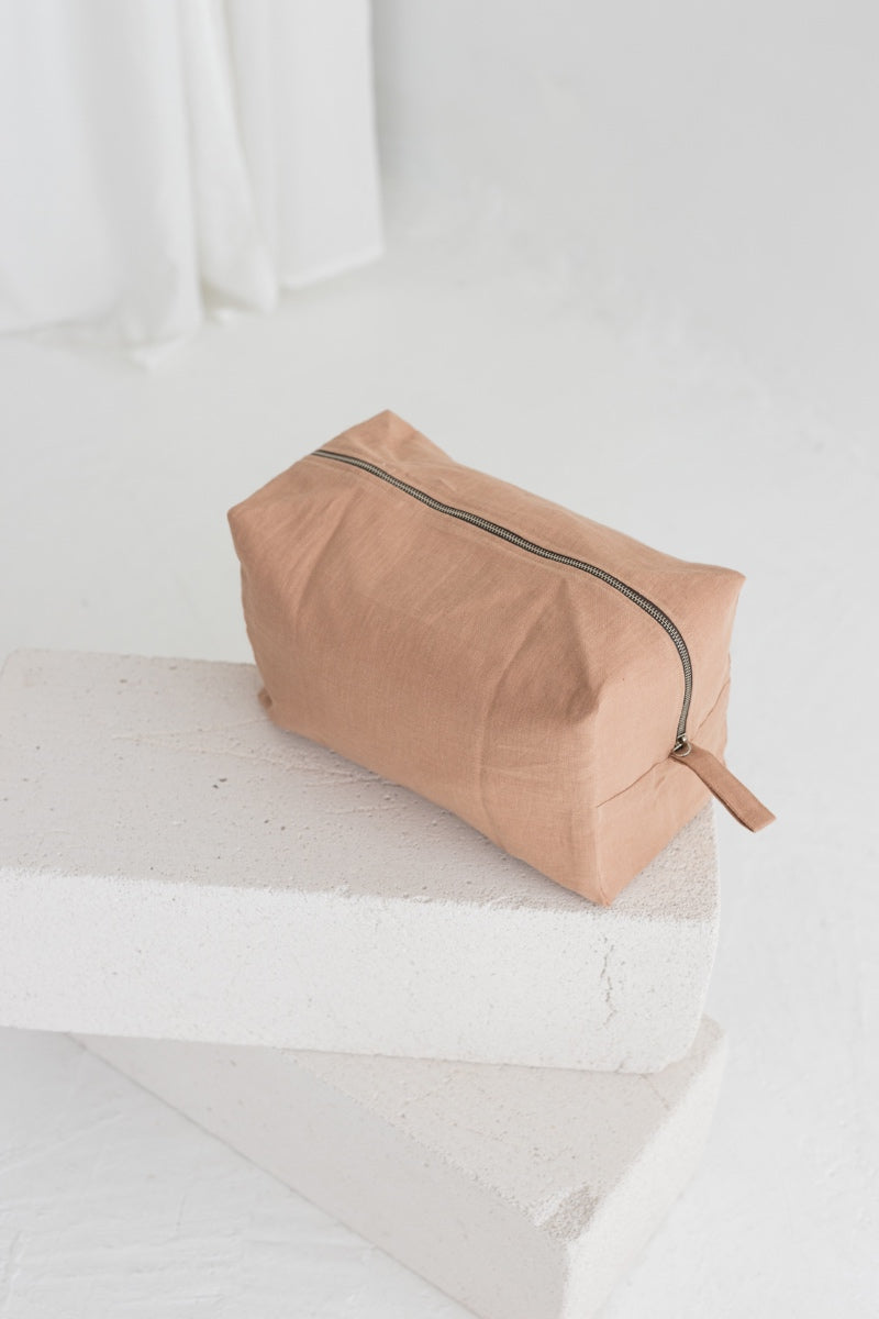linen makeup bag