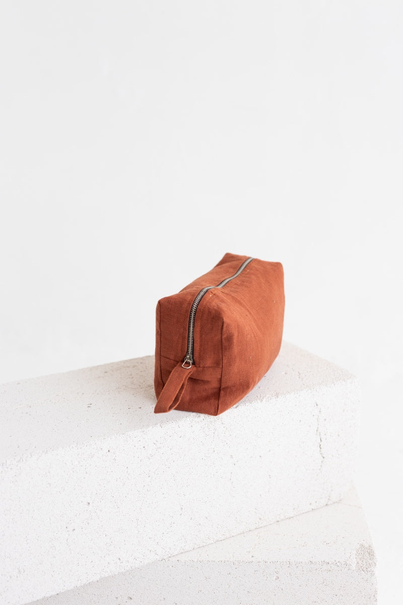 linen makeup bag