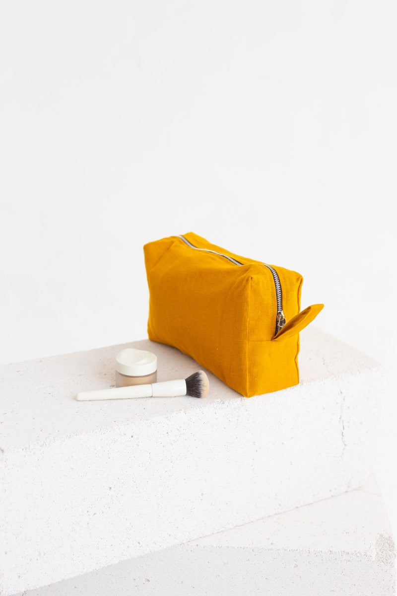 Rusty Linen Makeup Bag