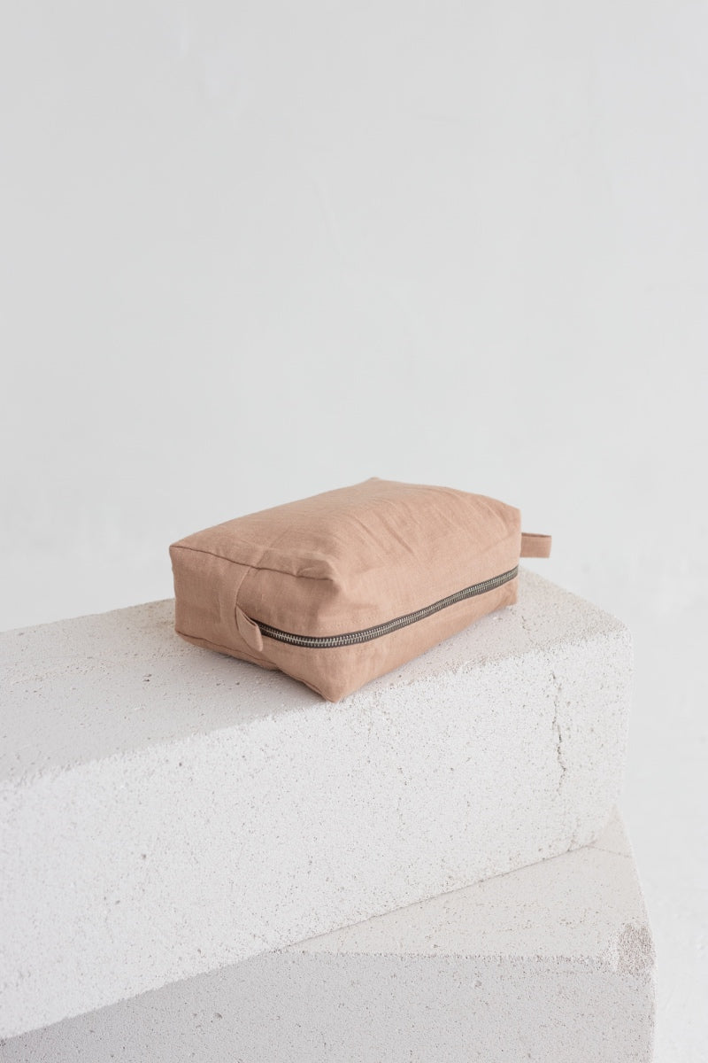 linen makeup bag
