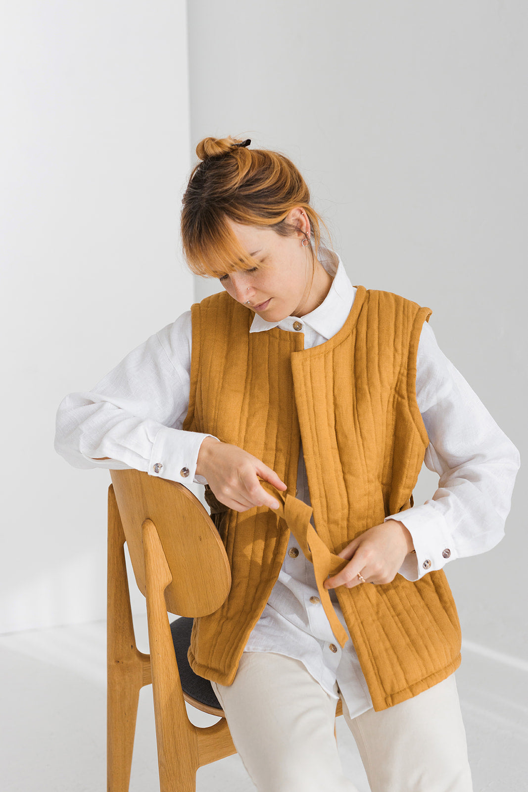 quilted linen vest