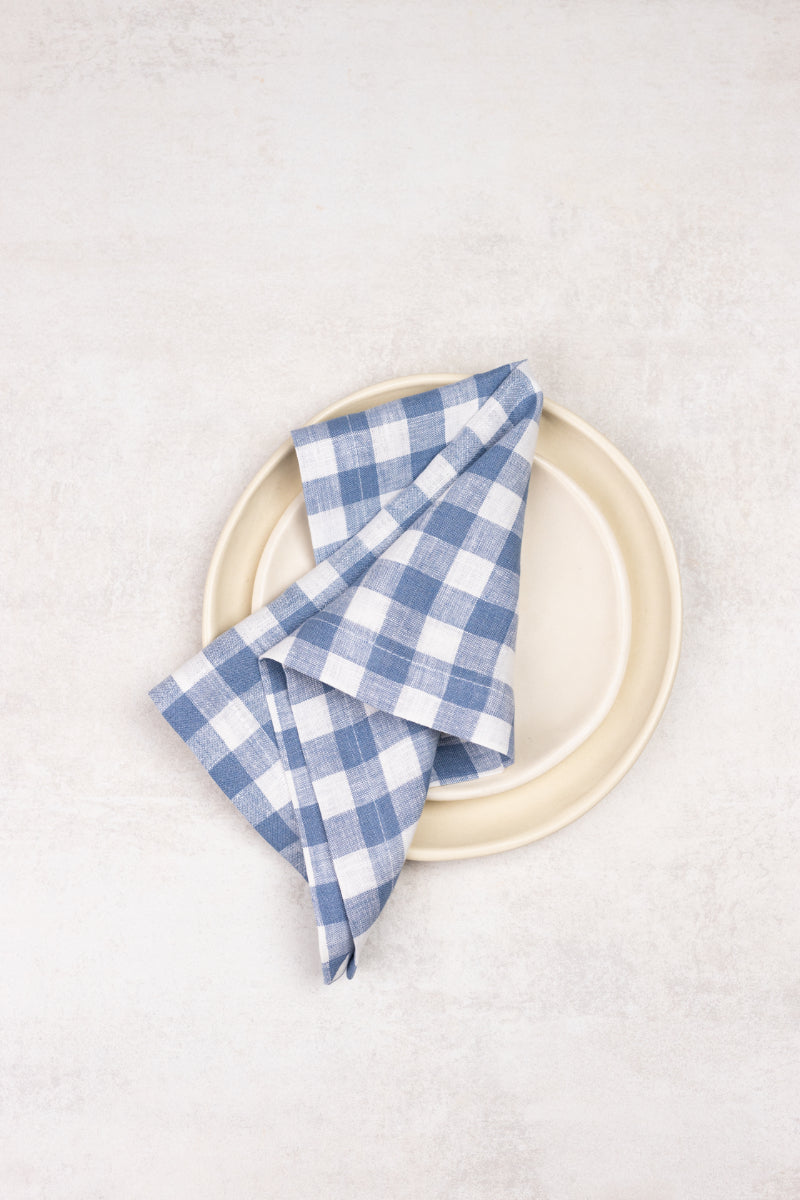blue gingham linen napkins