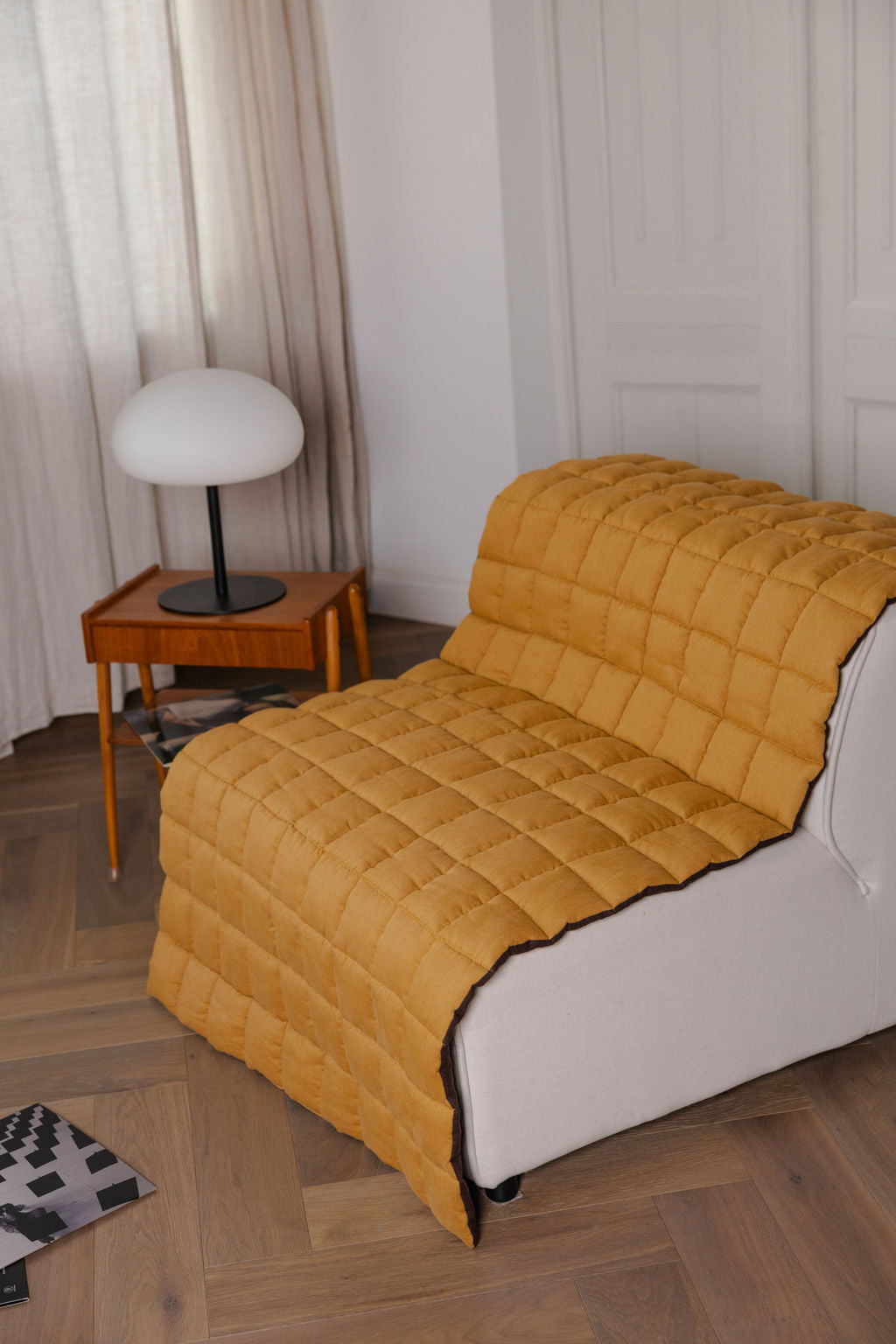 quilted linen couch cover