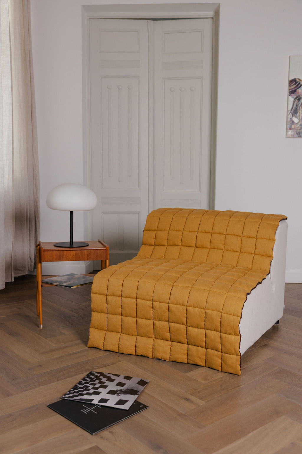 quilted linen couch cover