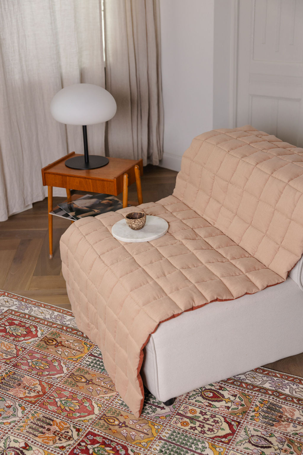 quilted linen seat cover