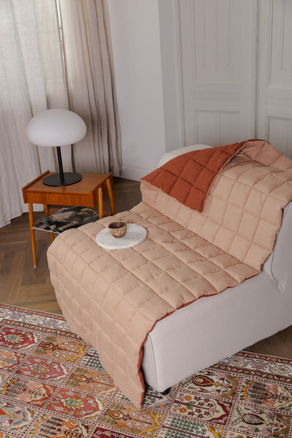 quilted linen seat cover