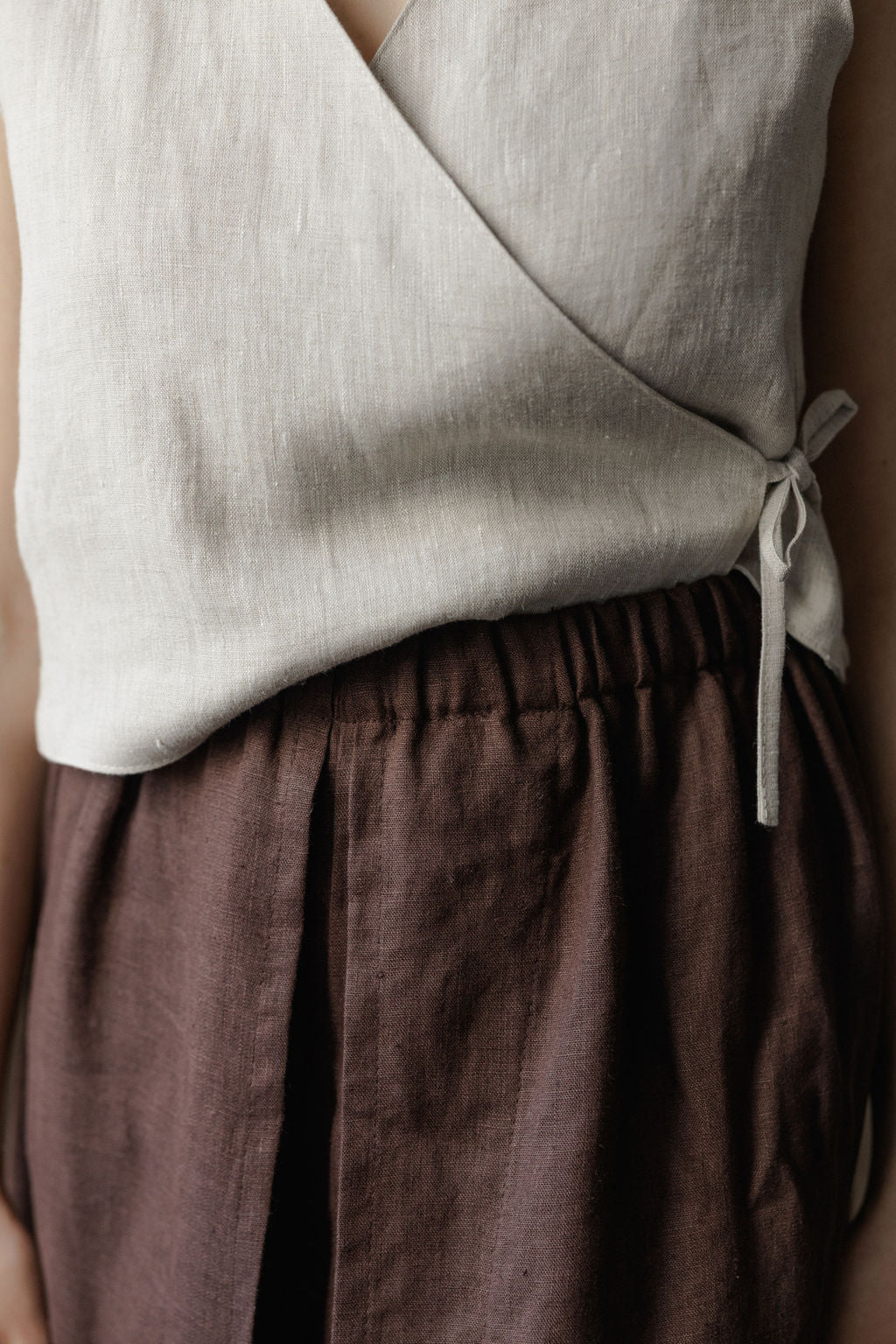beige linen wrap vest