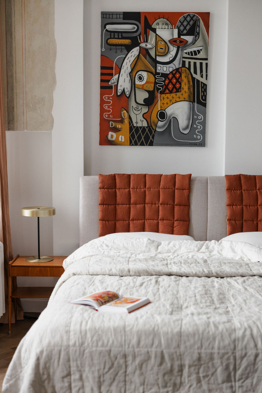 Rusty Linen Headboard Cover