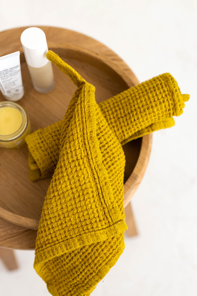 waffle linen face towel