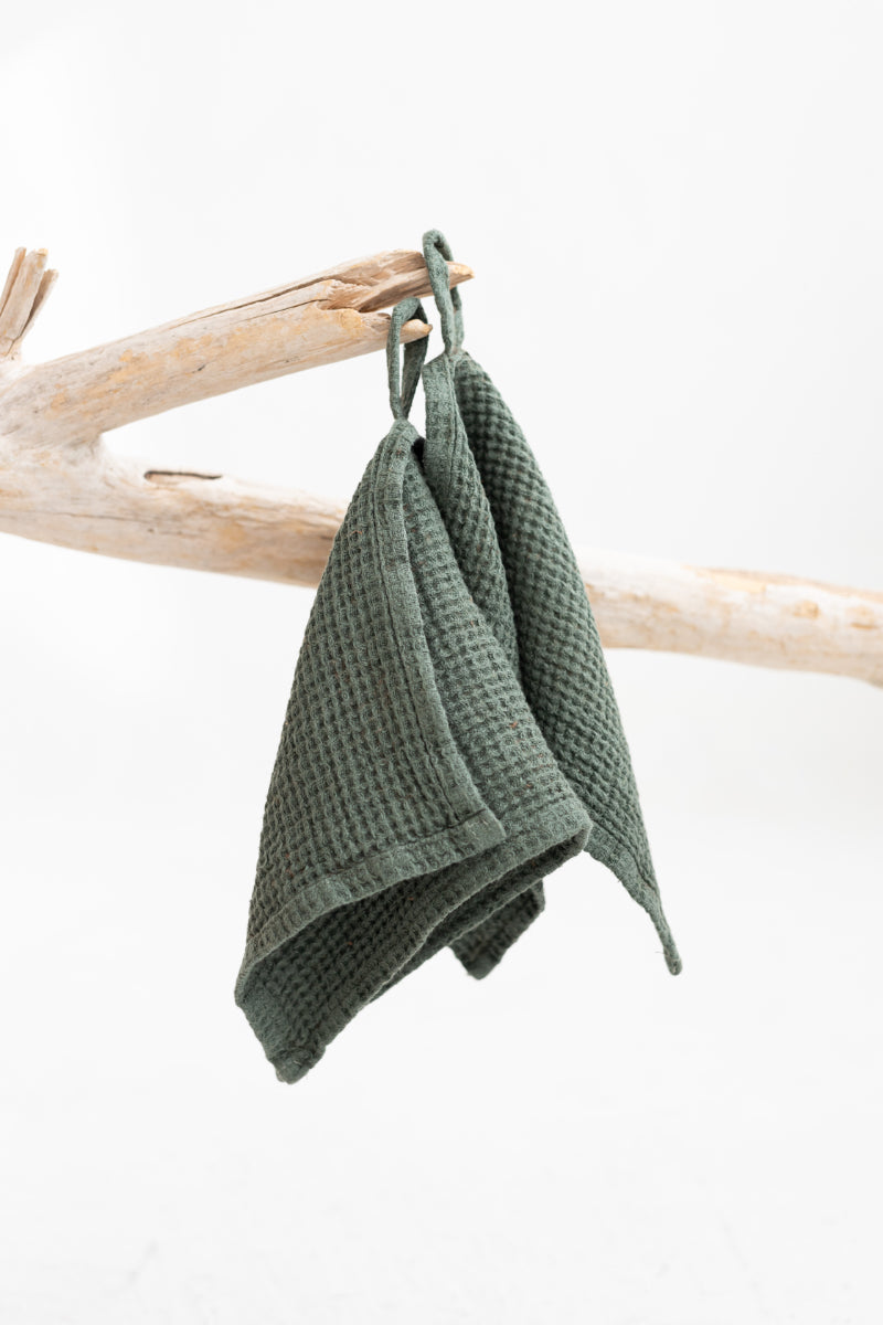 waffle linen face towels