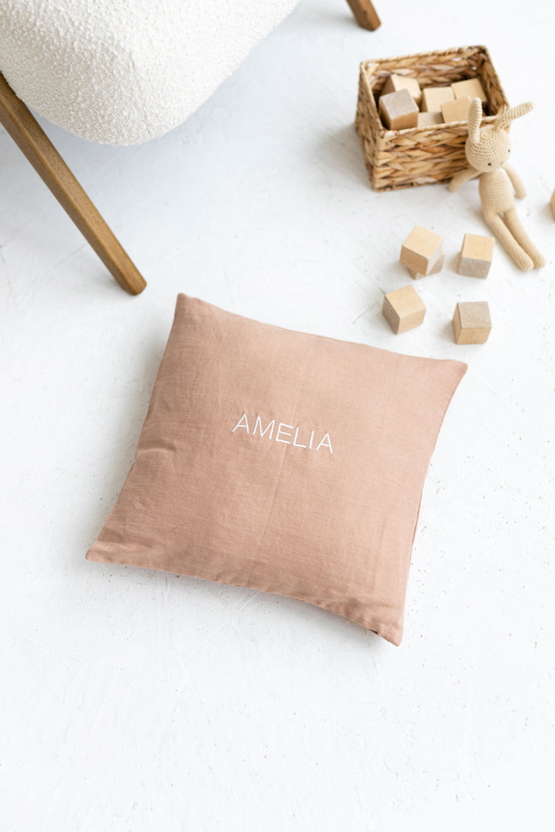 personalized linen pillow cover