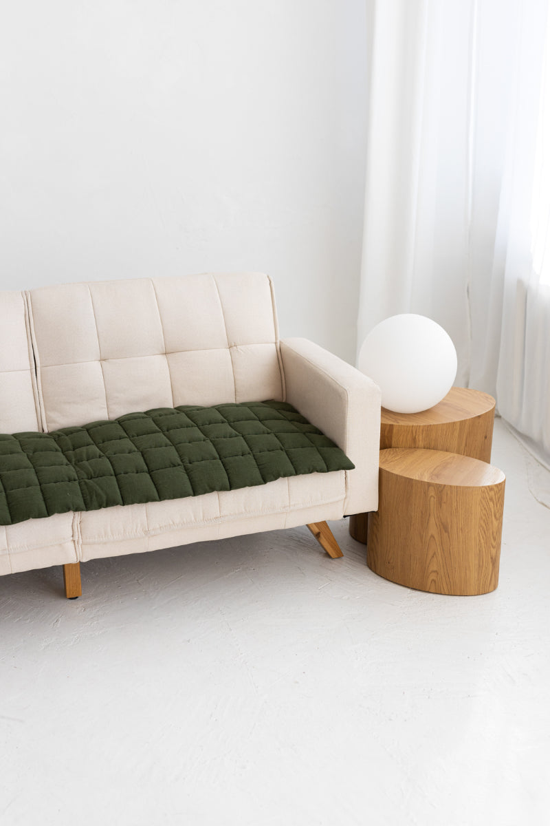 quilted linen couch cover