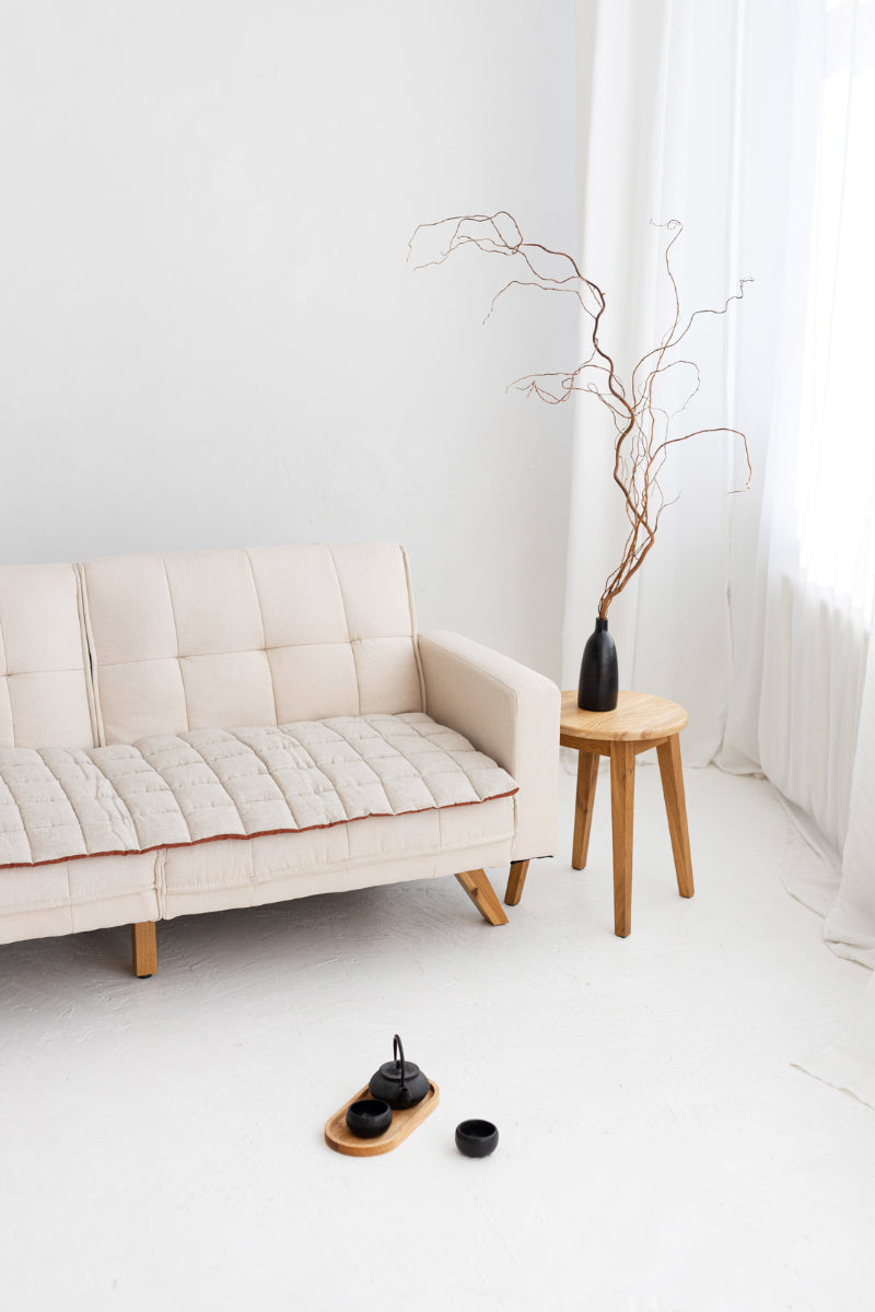 quilted linen couch cover