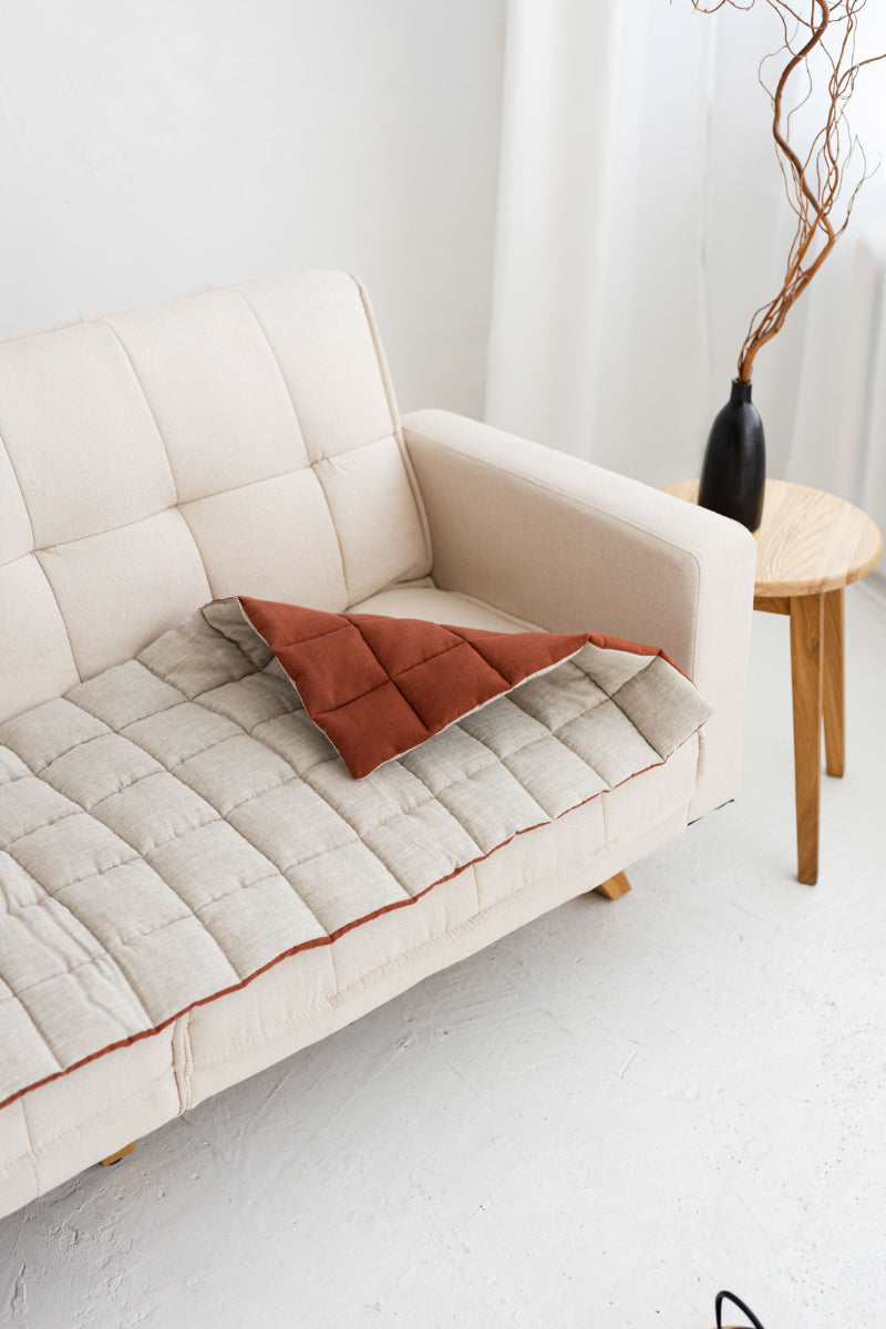 quilted linen couch cover