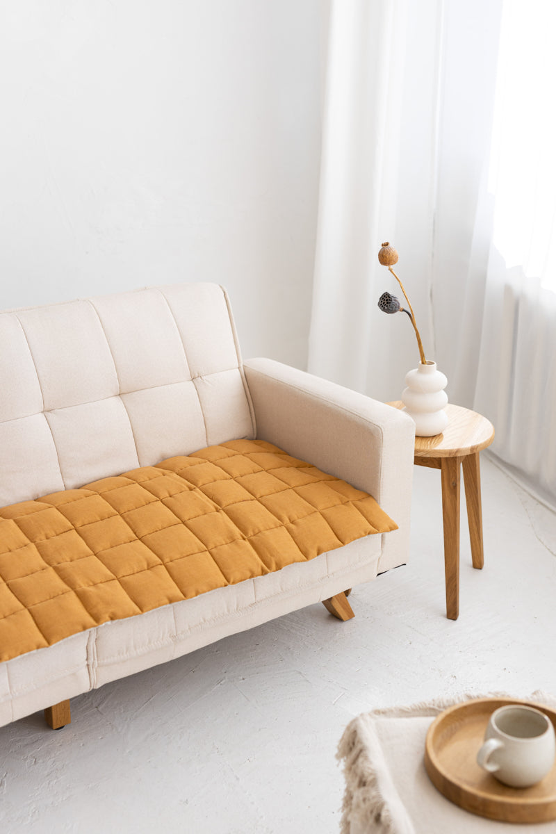 quilted linen couch cover