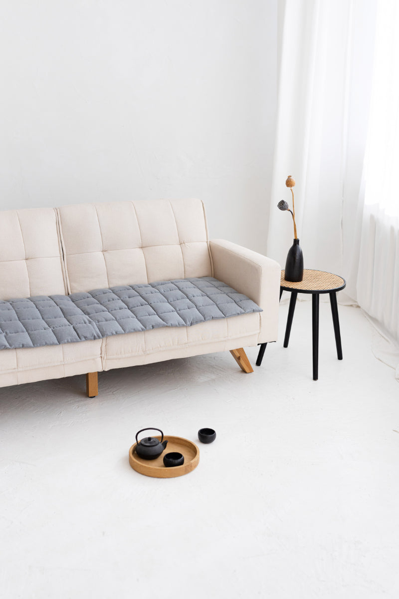 quilted linen couch cover