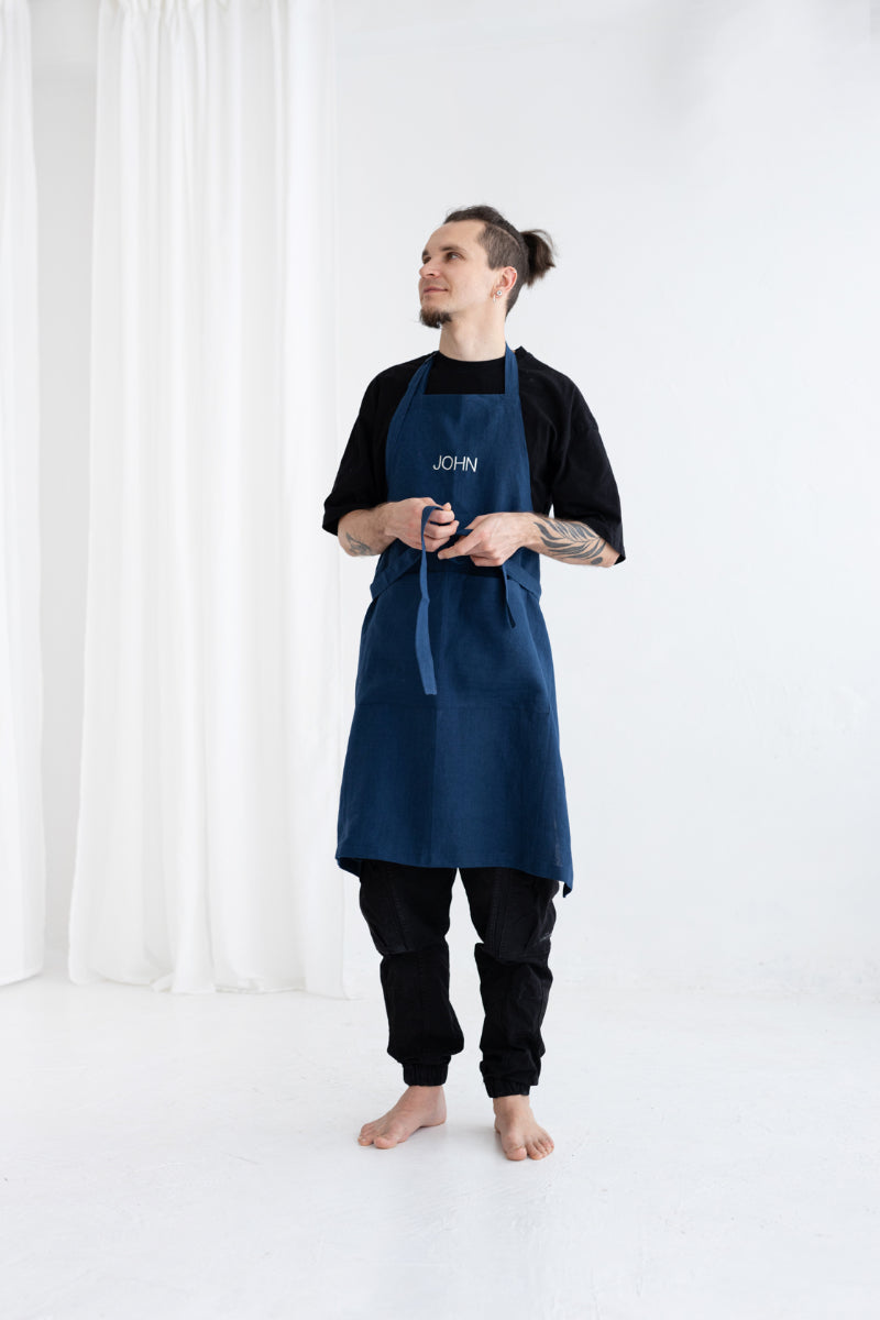 embroidered linen apron