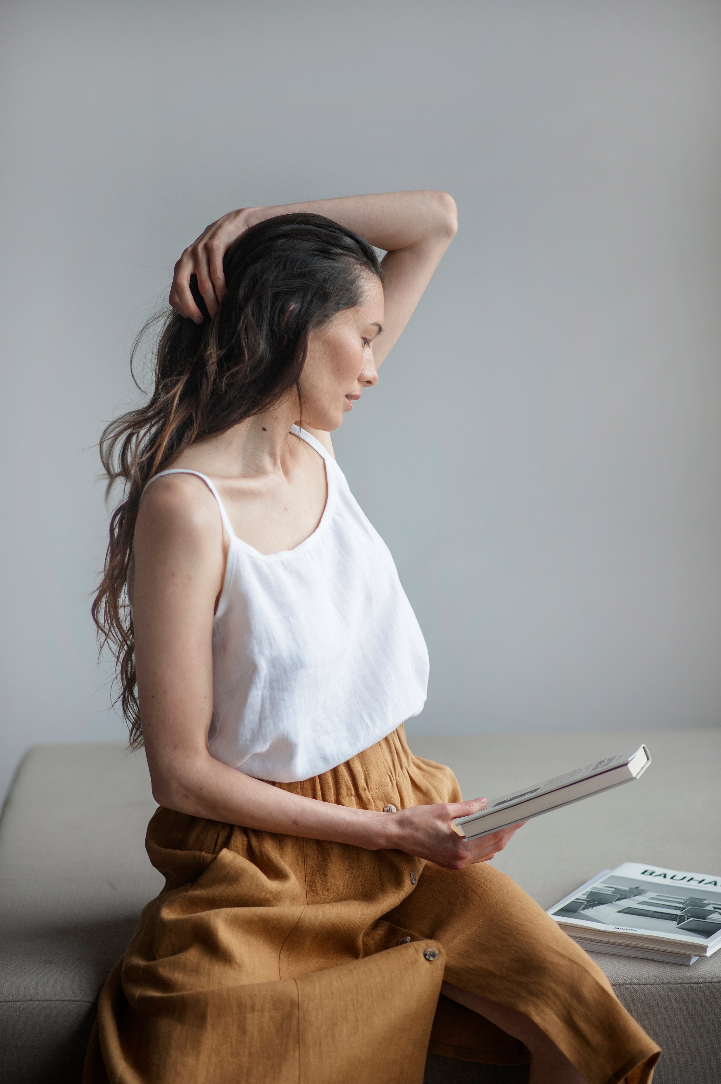 linen skirt with buttons