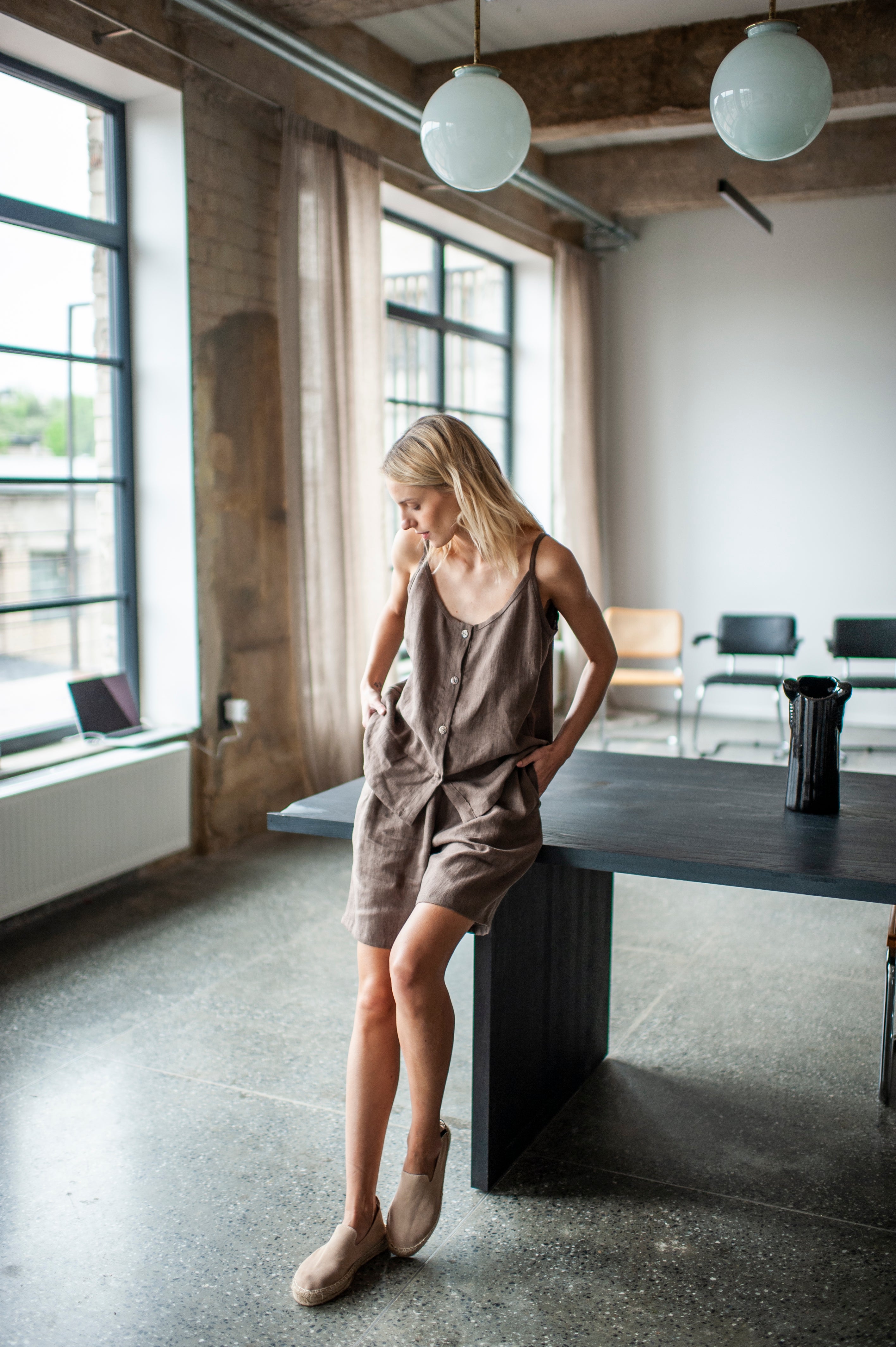 Amber Linen Bermuda Shorts and Cami Top Set