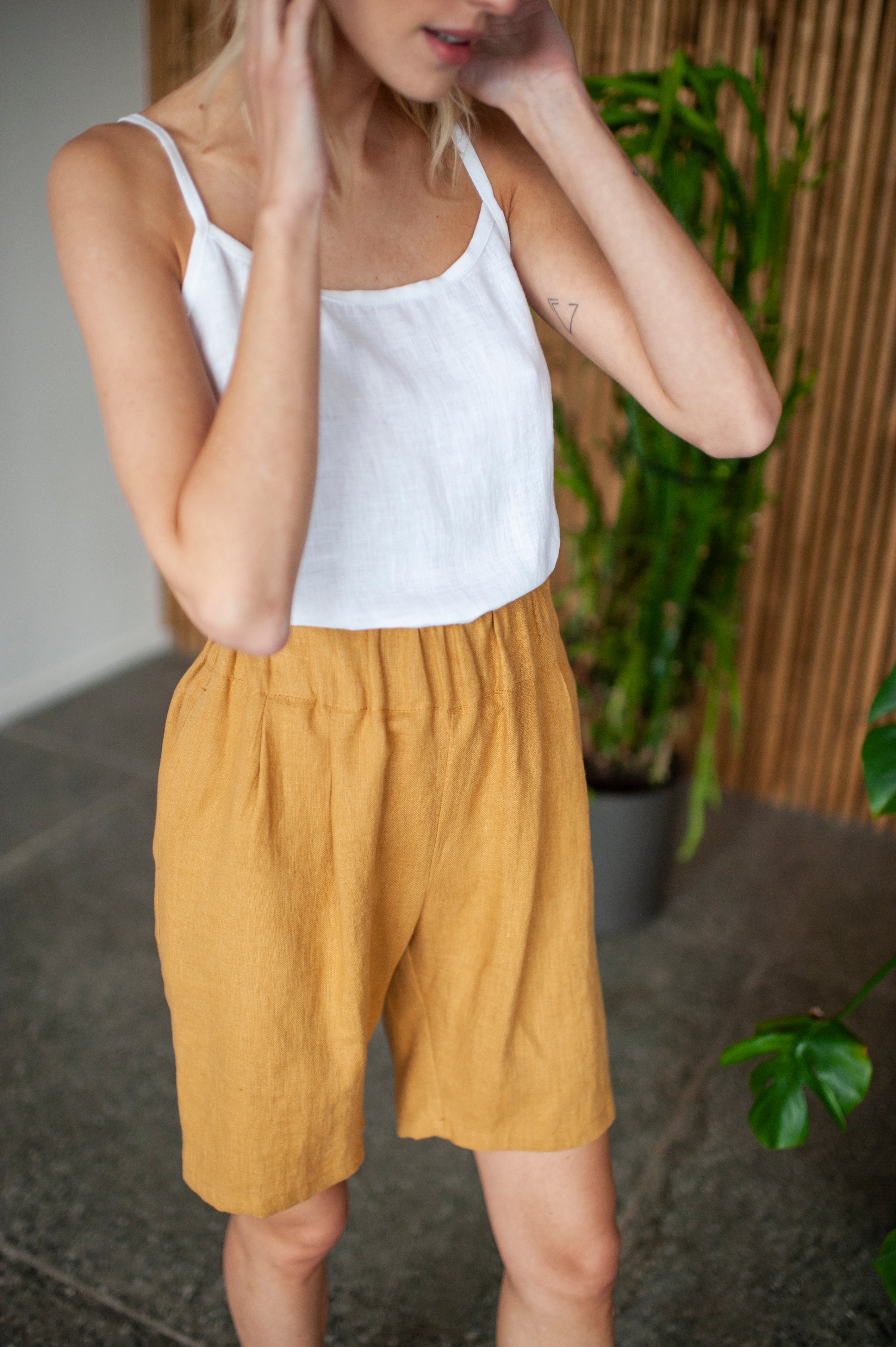 linen bermuda shorts